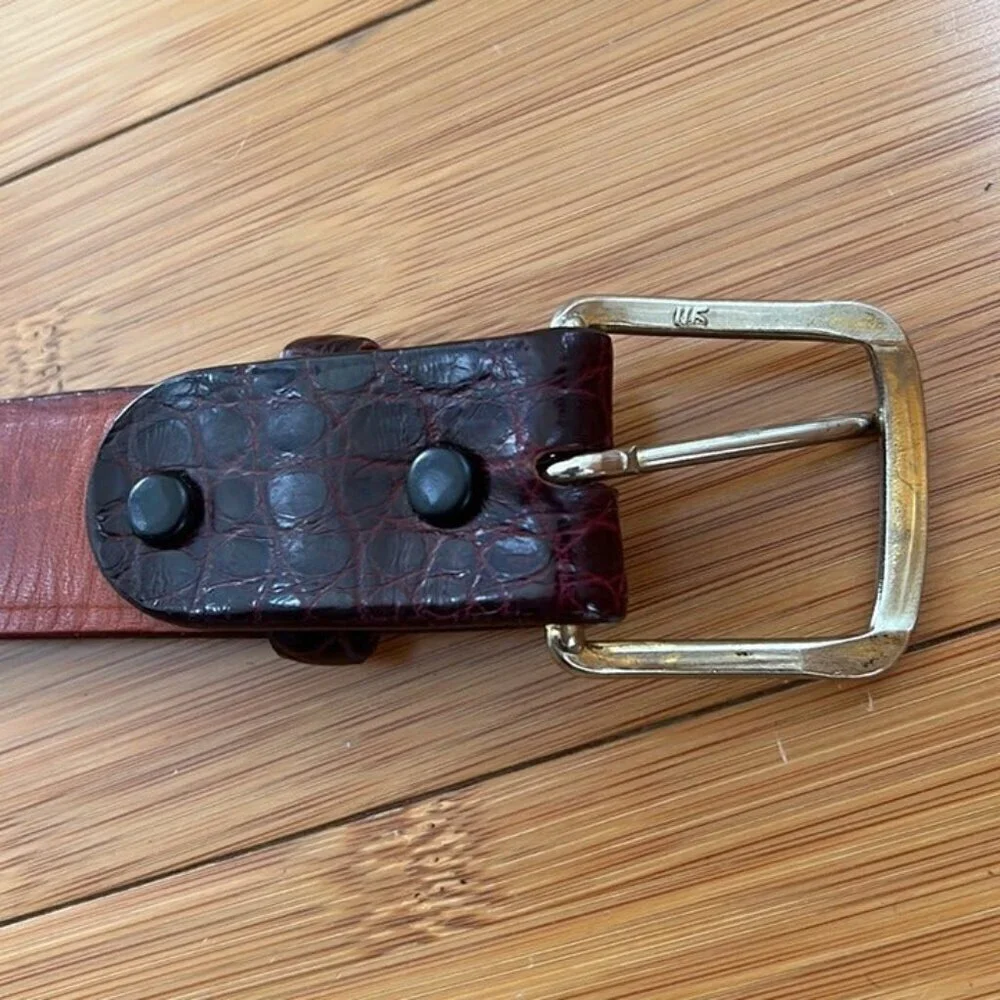 Burgundy Genuine American Alligator made in USA Men’s Belt size 32